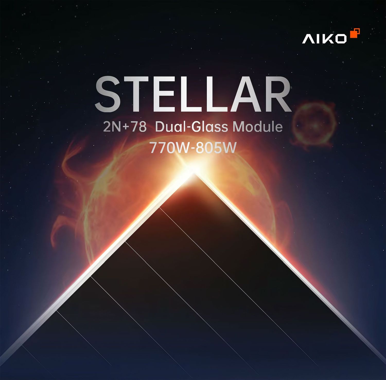 AIKO 770W Bifacial | STELLAR 2N+72 Dual-Glass | 1-Pallet = 33 Panels AIKO 770W Bifacial | STELLAR 2N+72 Dual-Glass | 1-Pallet = 33 Panels