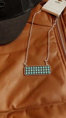 Turquoise Circle Bar Necklace