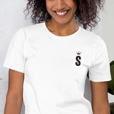 Shonecrew - Embroidered Unisex White T-shirt