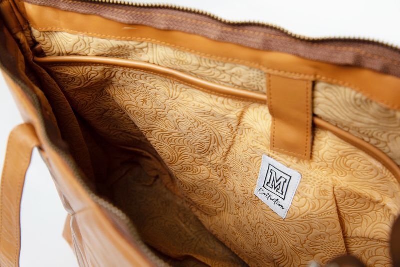The Success Story Diamond Leather Tote Carmel