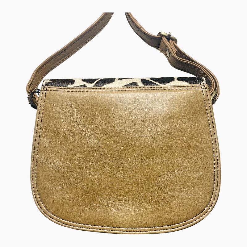 Soruka Leather Crossbody Purse - Pink + Yellow  With Animal Print