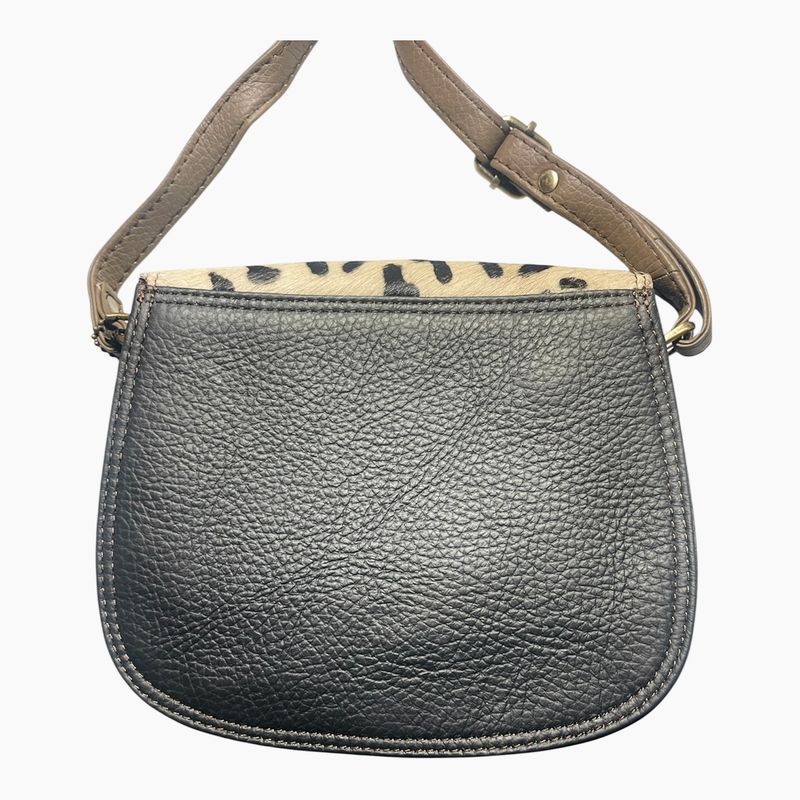 Soruka Leather Crossbody Purse - Mustard and Purple With Animal Print