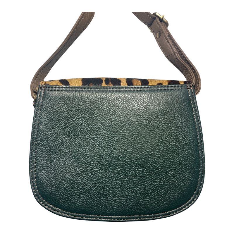 Soruka Leather Crossbody Purse - Salmon + Green With Animal Print