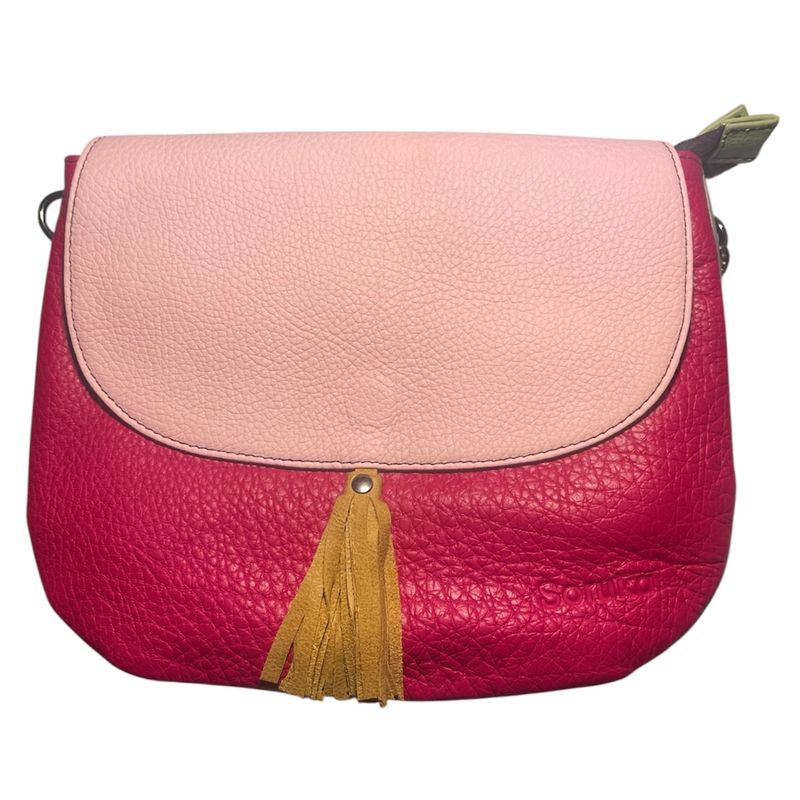 Soruka Leather Reversible Crossbody Purse - Fuschia + Light Pink | Navy Blue Animal Print