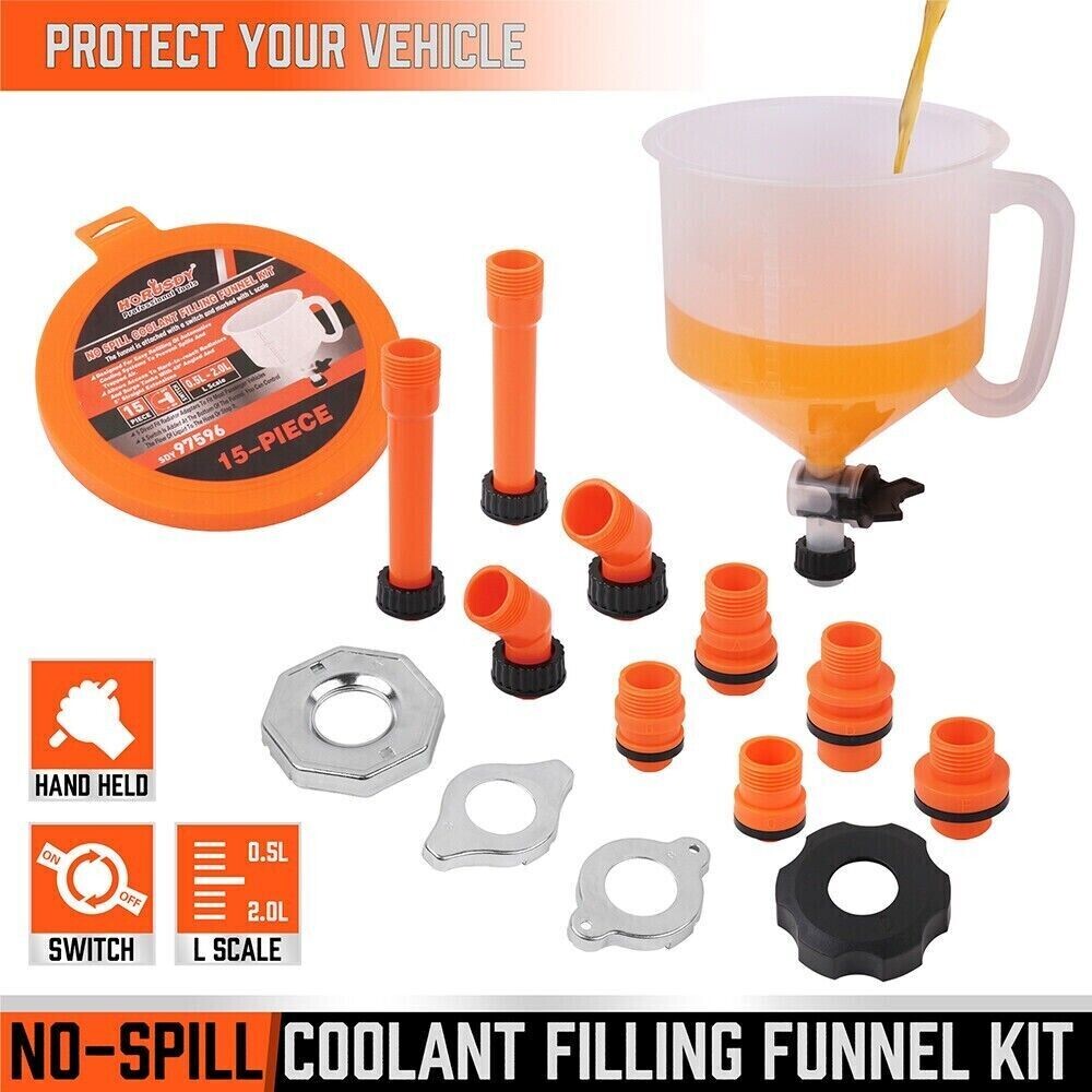 Diydeg No Spill Coolant Filling Funnel Kit, Radiator Funnel Bleeder with 3  Adapters Replacement, Radiator Coolant Filling Funnel for Refilling