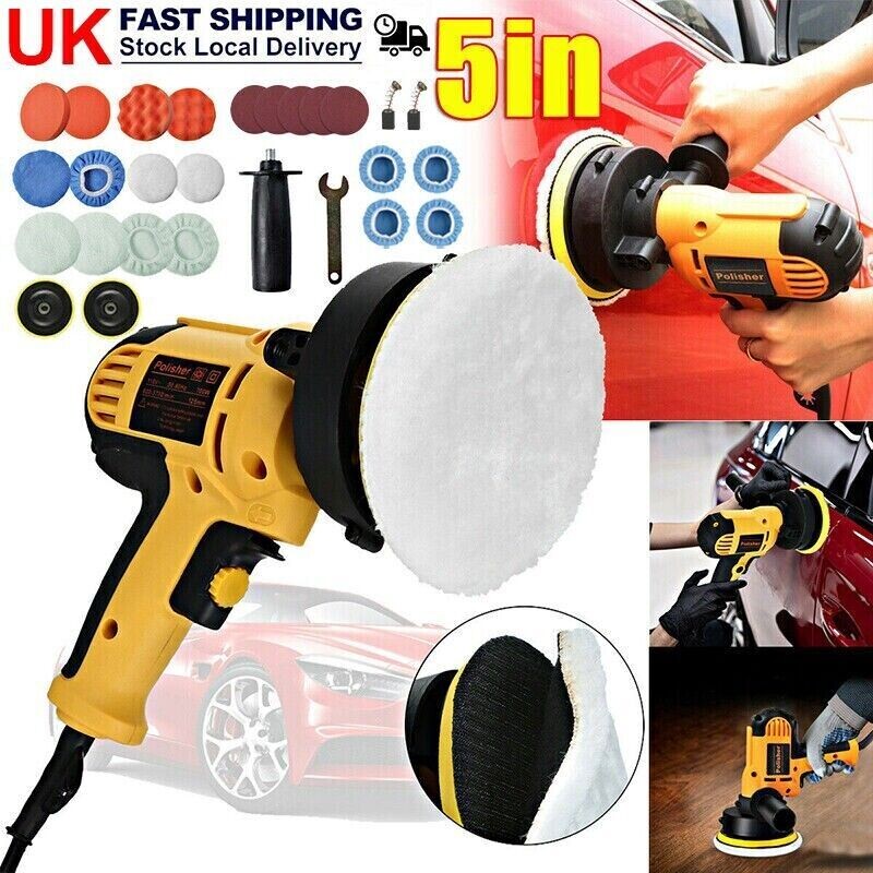 Electric Polisher Buffer Sander Car Polishing Machine 5" Buffing Sponge Kit 700W