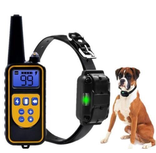 Rechargeable Dog Pet Training Collar Waterproof Electric Shock Anti Bark  LCD UK