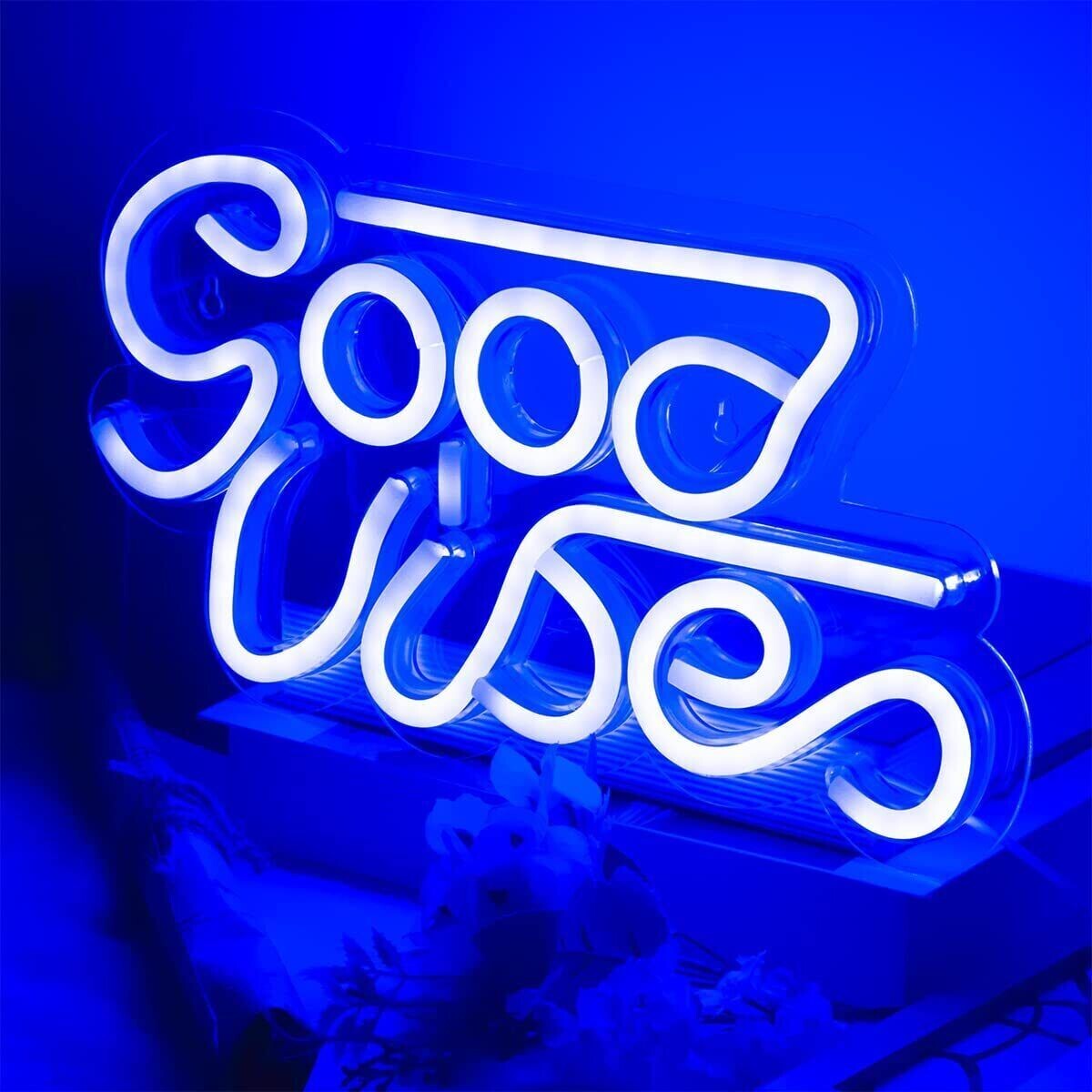Good Vibes Neon Sign Light LED Wall Decor Hanging Night Light Kids Bedroom Party