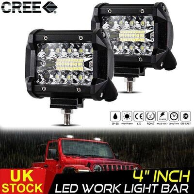 4 inch LED Work Light Bar Flood Spot Driving Lamp Reverse Off-road Car Truck 12V (twin Pack)