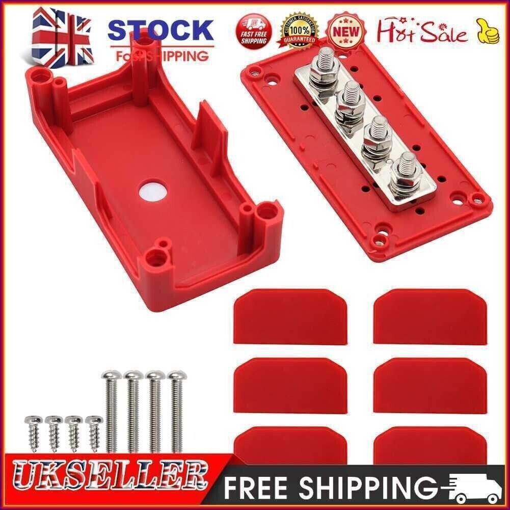 Heavy Duty BATTERY 4 Way Bus Bar Power Distribution 300A 48V Red
