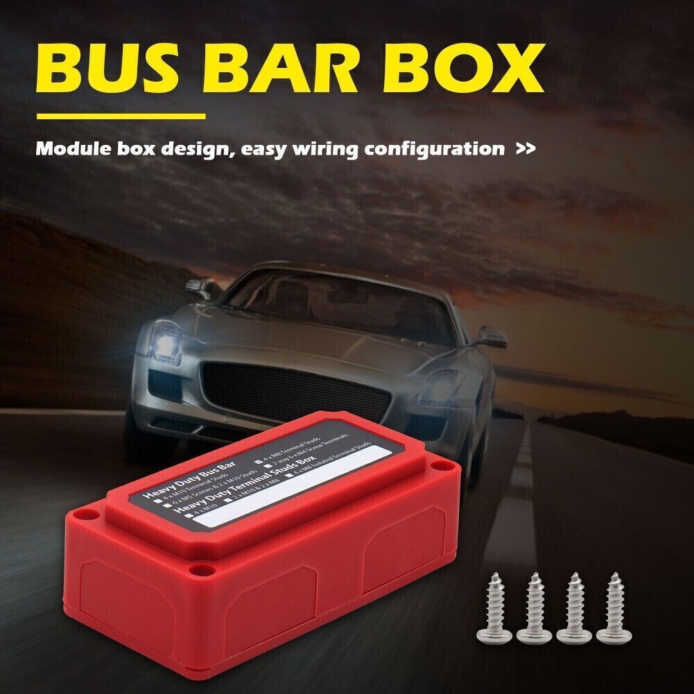 4 Distribution Block Portable Dustproof 300A Heavy Duty Busbar M8 M10  Professional Durable Car Busbar Box M8 Red
