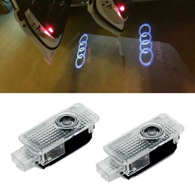 2X CREE LED Projector Car Door Lights Shadow Puddle Courtesy LOGO Lamp For AUDI A4 A6 A8