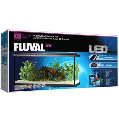 Fluval Premium Aquarium Kit With LED, 55Gal-Black