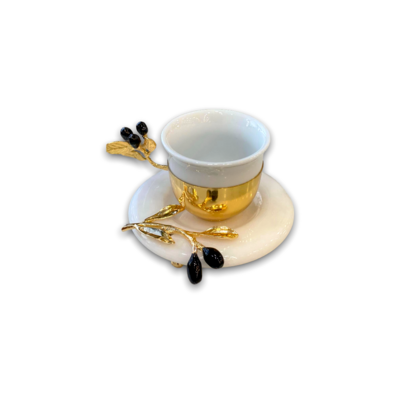 Olive Decor White Marble Coffee Cups Set