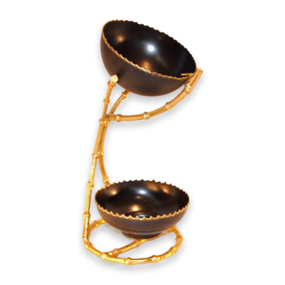 Branch Decor Holder Two Chocolate Copper Bowls