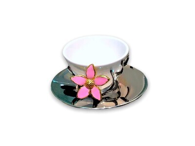 Pink-flower Decor Coffee Cups Set