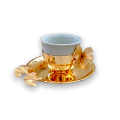 Butterfly Decor Gold Coffee Cups Set