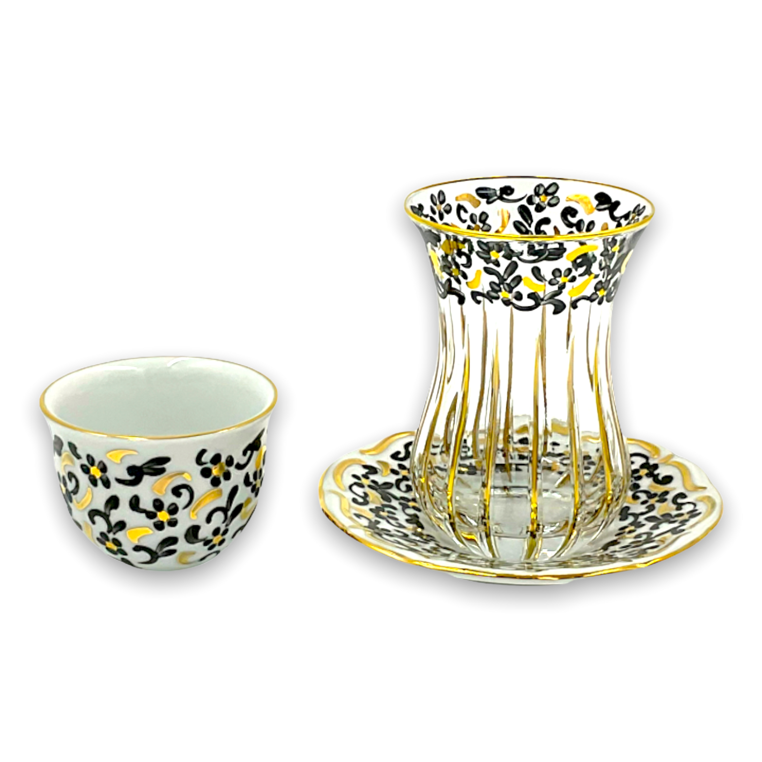 Bayezit Handcrafted Porcelain Gawa & Tea Glasses Set 