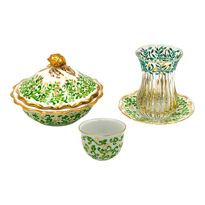 Amazon Handmade Porcelain Gawa & Tea Glasses Set with Sugar Cup