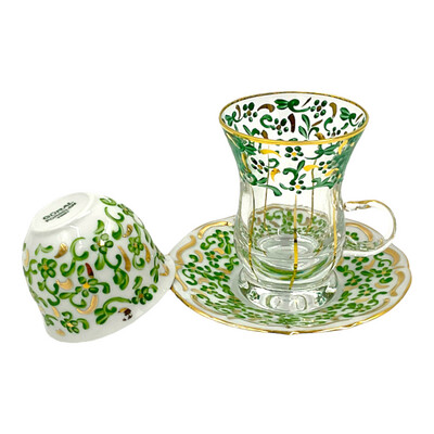 Malatya Handcrafted Porcelain Gawa & Tea Glasses Set 