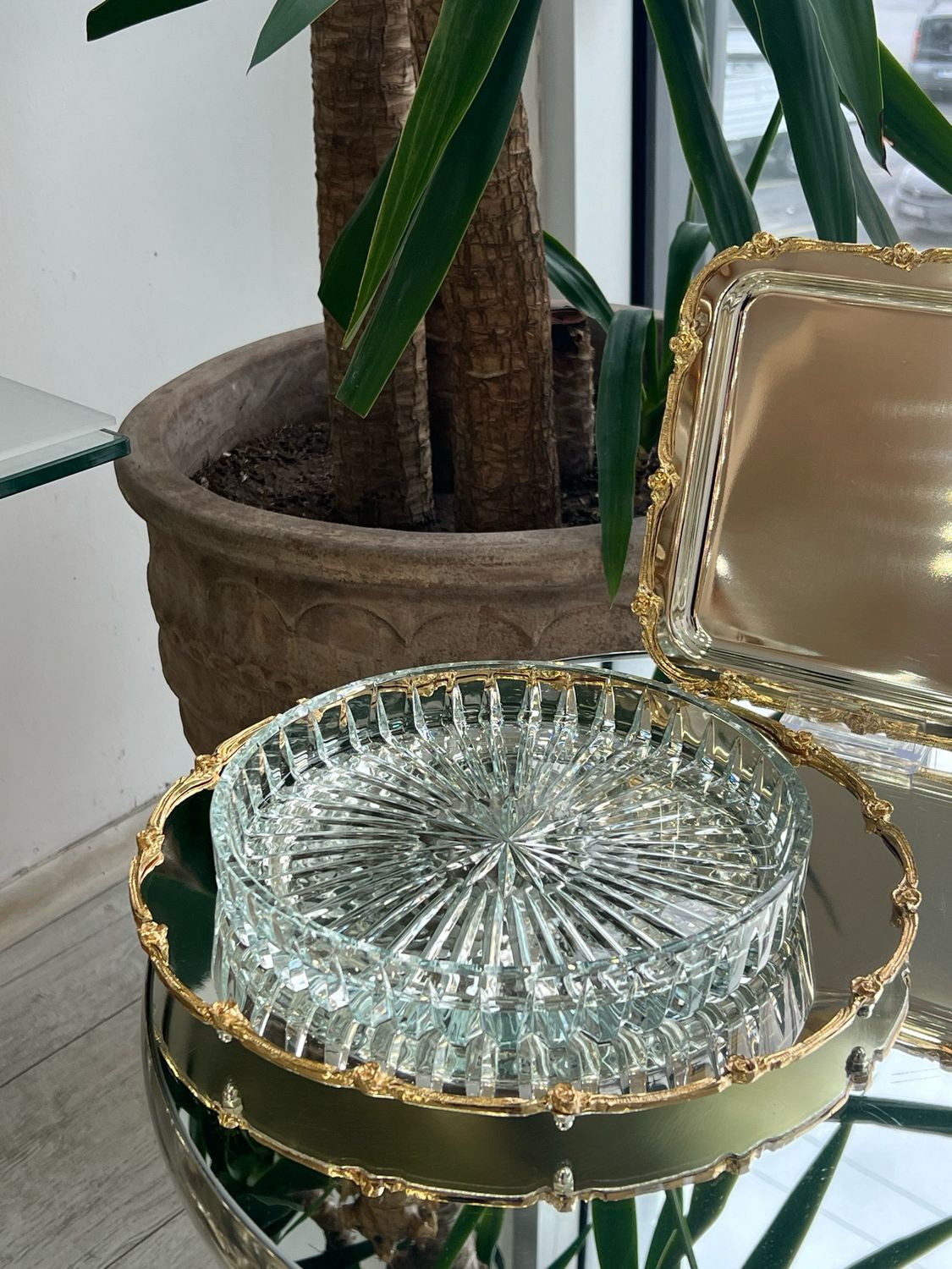 Chocolate service plate miX gold silver