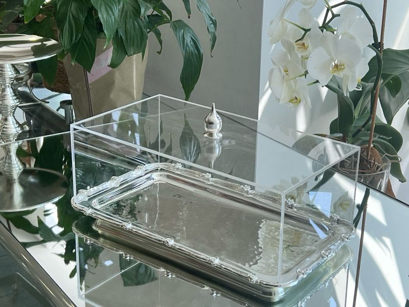 Rectangular Serving Tray with Clear Acrylic Lid – 30×20 cm