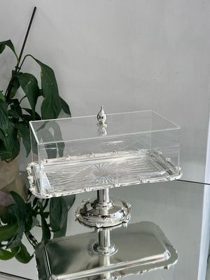 Rectangular Crystal Serving Tray with Elegant Lid &amp; Base