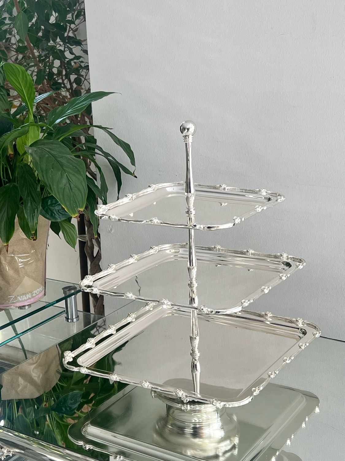  Three-Tier Serving Stand – Luxury Silver-Plated Design