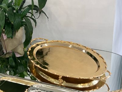 Gold-Plated Oval Serving Tray