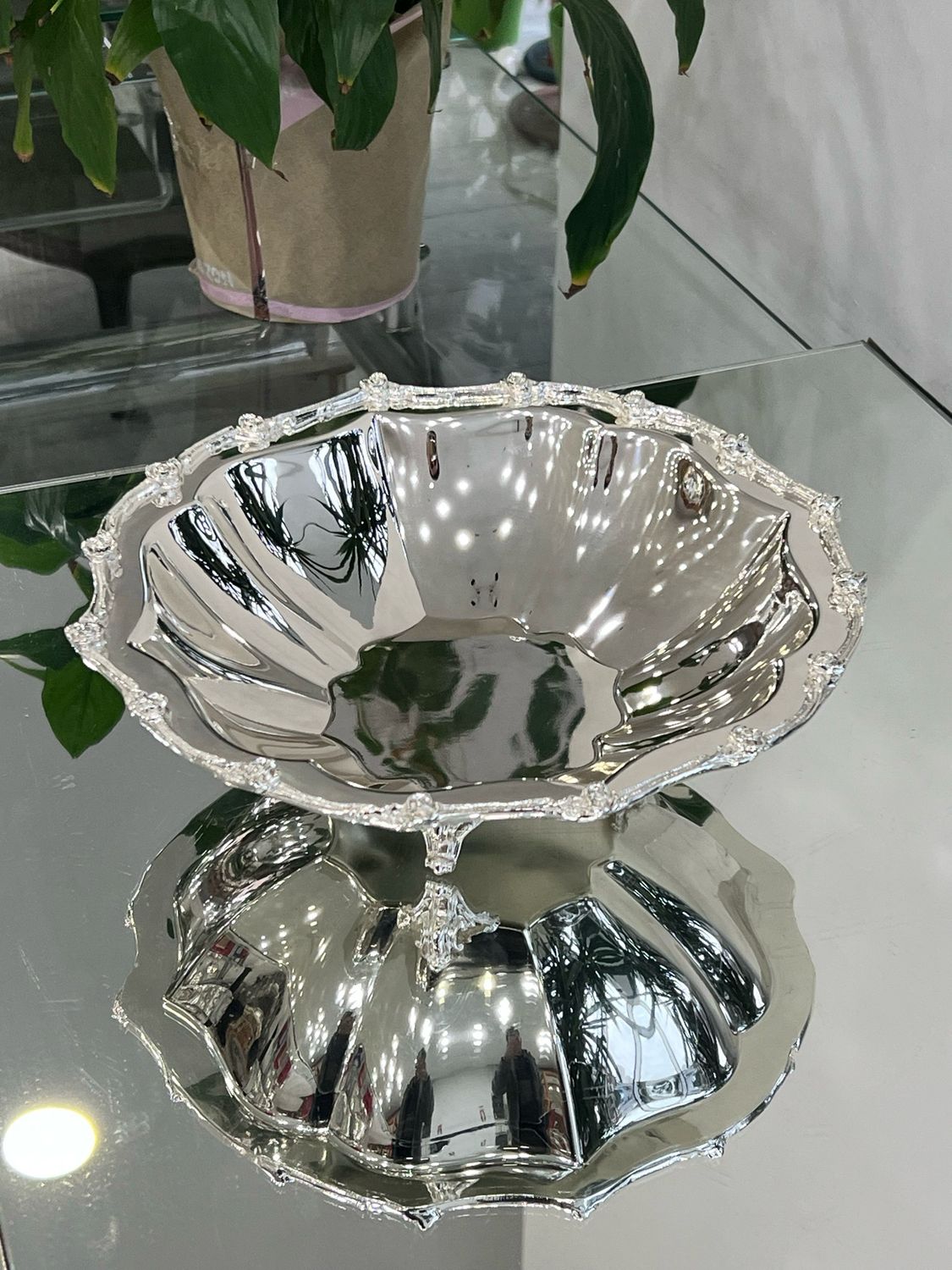 Decorative Silver-Plated Serving Bowl