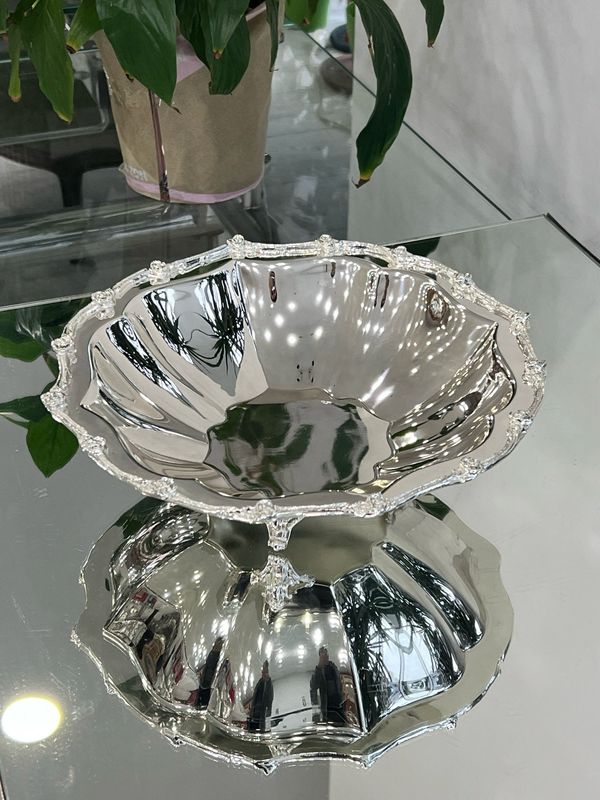 Decorative Silver-Plated Serving Bowl