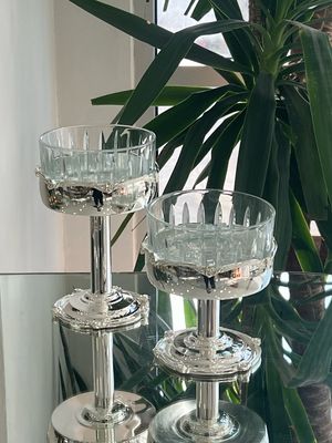 Elegant Silver-Plated Pedestal Glass Bowl Set 