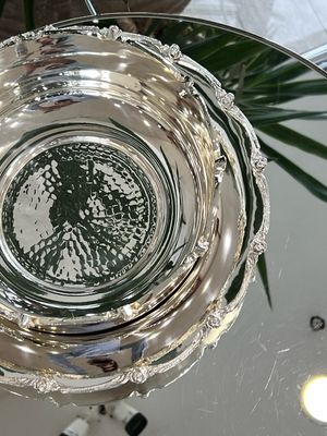  Deep Serving Bowl with Decorative Silver Base 