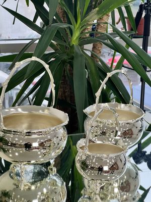 Decorative Serving Basket – 3-Piece Silver-Plated