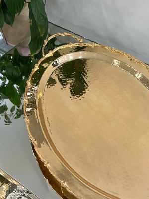 Gold-Plated Oval Serving Tray