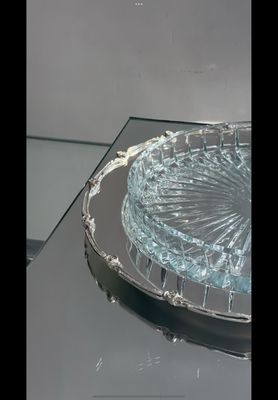 Luxury Crystal Serving Plate with Silver-Plated Base