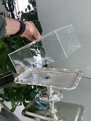 Rectangular Crystal Serving Tray with Elegant Lid &amp; Base