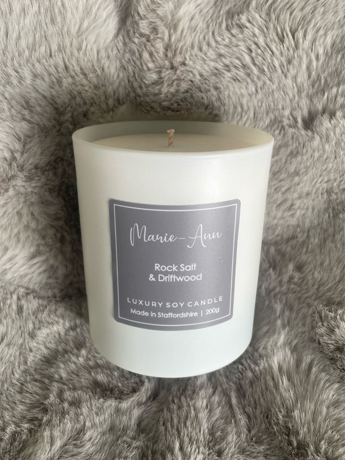 Rock Salt &amp; Driftwood White Candle