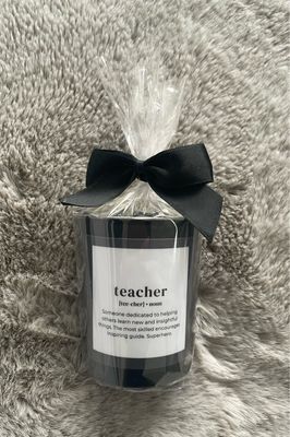 &#39;Teacher&#39; Gift - Black Votive Candle