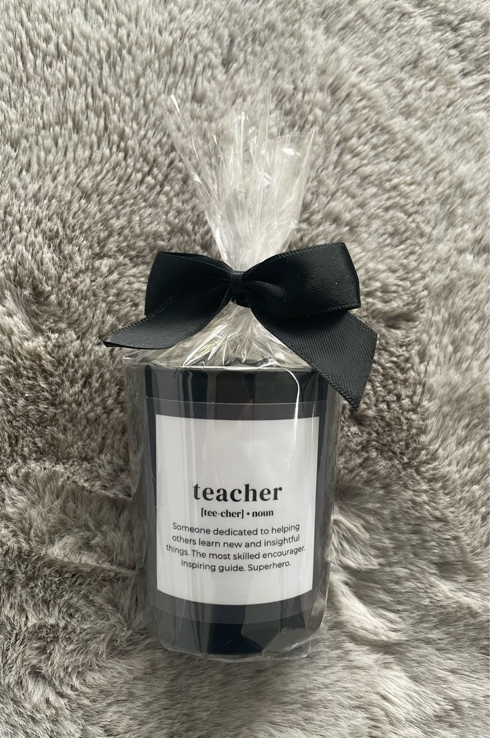 &#39;Teacher&#39; Gift - Black Votive Candle