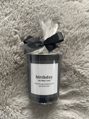 &#39;Birthday&#39; Gift - Black Votive Candle