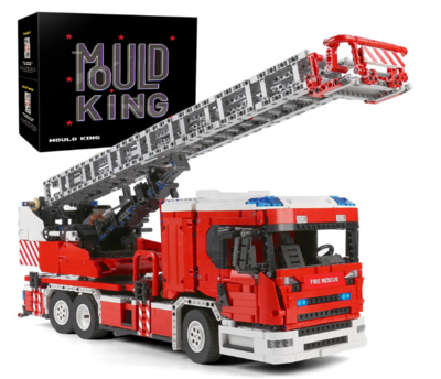 Mould King 17022 Fire Ladder Truck Building Kits, MOC Building Blocks Set to Build , Gift Toy for Kids Age 8+ /Adult Collections Enthusiasts(4886 Pieces with Motor/APP Remote Control)