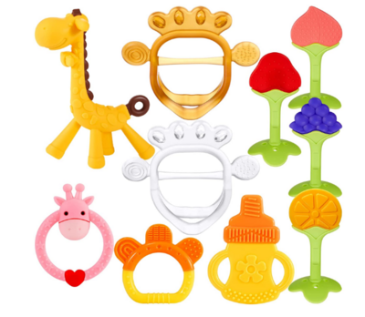 10 Pieces Baby Teething Toys for 0 to 12 Months Giraffe Baby Teether with Fruit Teether for Babies and Hand Teether No BPA Infant Teething Toys