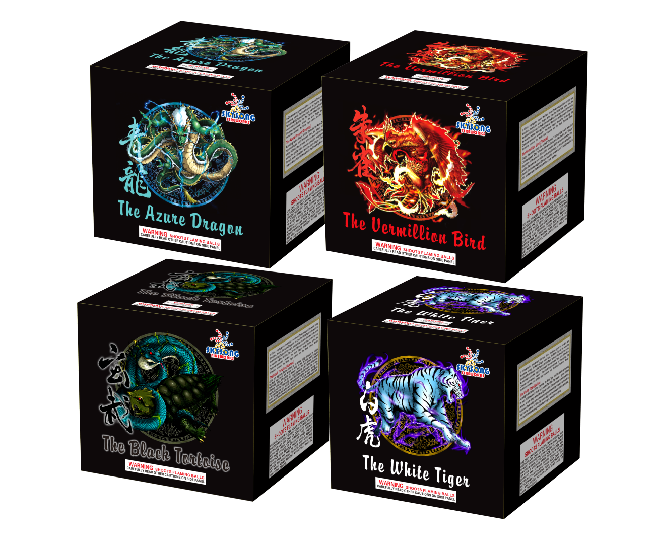 THE AZURE DRAGON/THE WHITE TIGER/ THE BLACK TORTOISE/THE VERMILLION BIRD 9 SHOTS ASSORTED