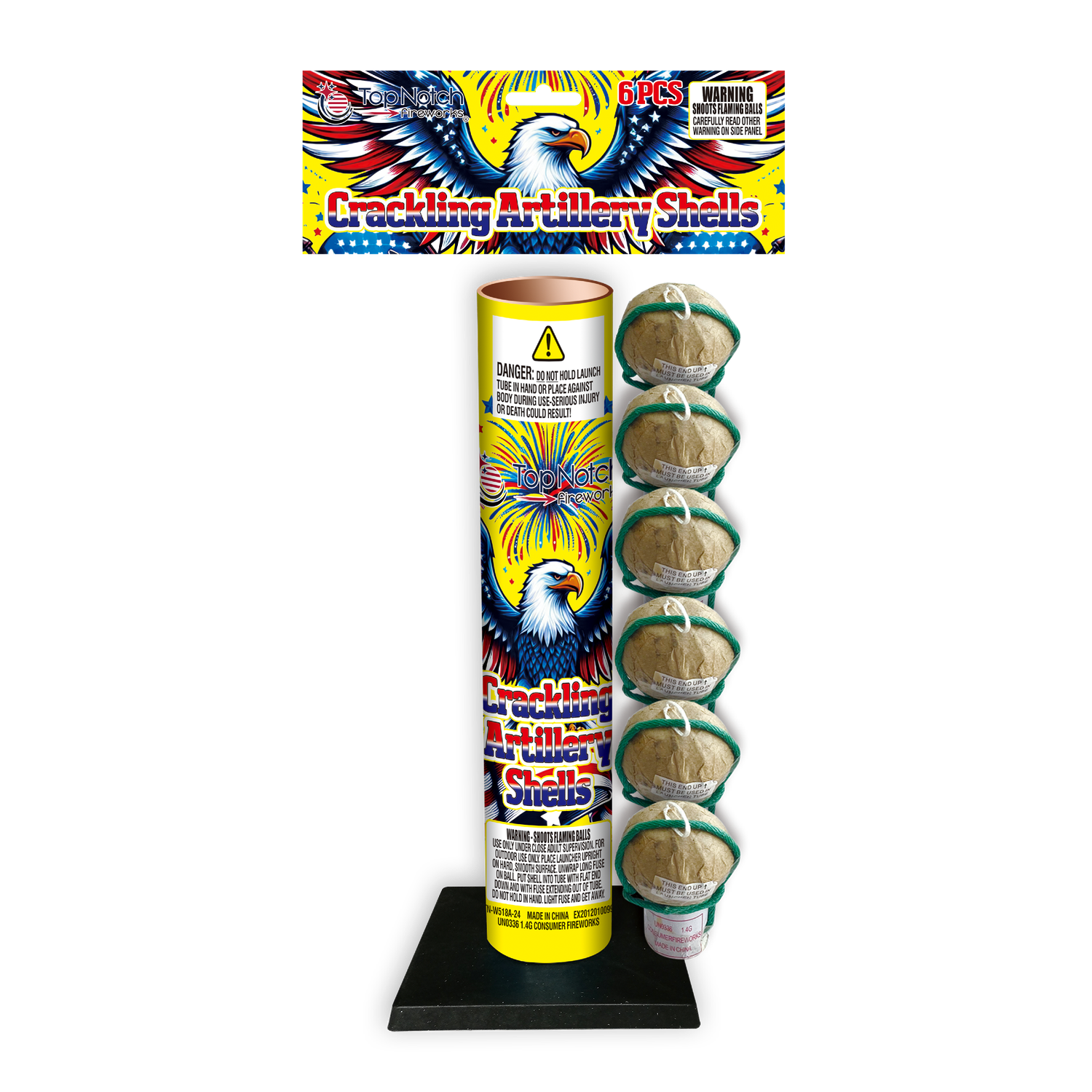 CRACKLING ARTILLERY SHELLS 6PCS PVC PACK