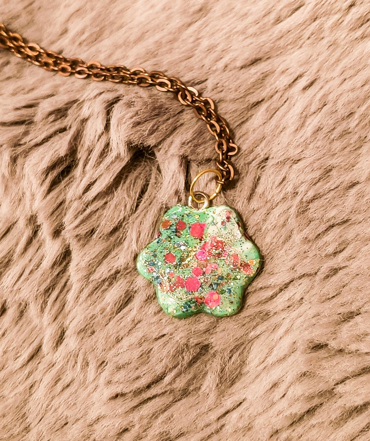 Green &amp; Pink Flower Necklace - M.V.G Skart