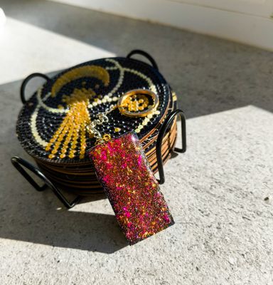 Pink &amp; Golden Resin keychain - M.V.G Skart