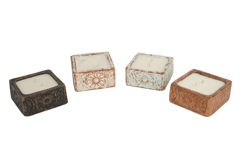 Bohemian Flower Candle Clay Vessel -4 Colors-Starter Pack-12 Pieces
