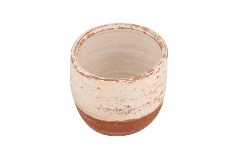 Santa Fe Jar (tm)Candle Ready Clay Vessel-4.5x4.5 inches-Two Tone White