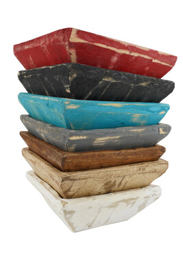 Farmhouse Square Dough Bowl-Candle Ready- 6-7 inches-Colors